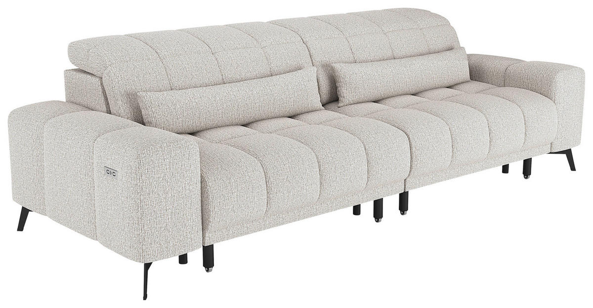 BIGSOFA Chenille Grau  - Schwarz/Grau, MODERN, Textil/Metall (300/112/121cm) - Xora