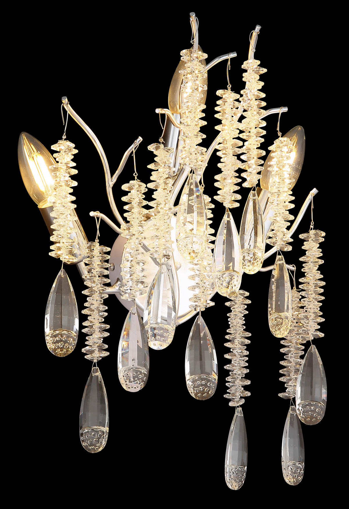 WANDLEUCHTE 35/47 cm   - Klar/Silberfarben, KONVENTIONELL, Glas/Metall (35/47cm) - Globo