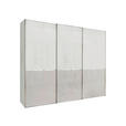 SCHWEBETÜRENSCHRANK in Grau, Weiß - Chromfarben/Weiß, KONVENTIONELL, Glas/Holzwerkstoff (300/217/67cm) - Novel