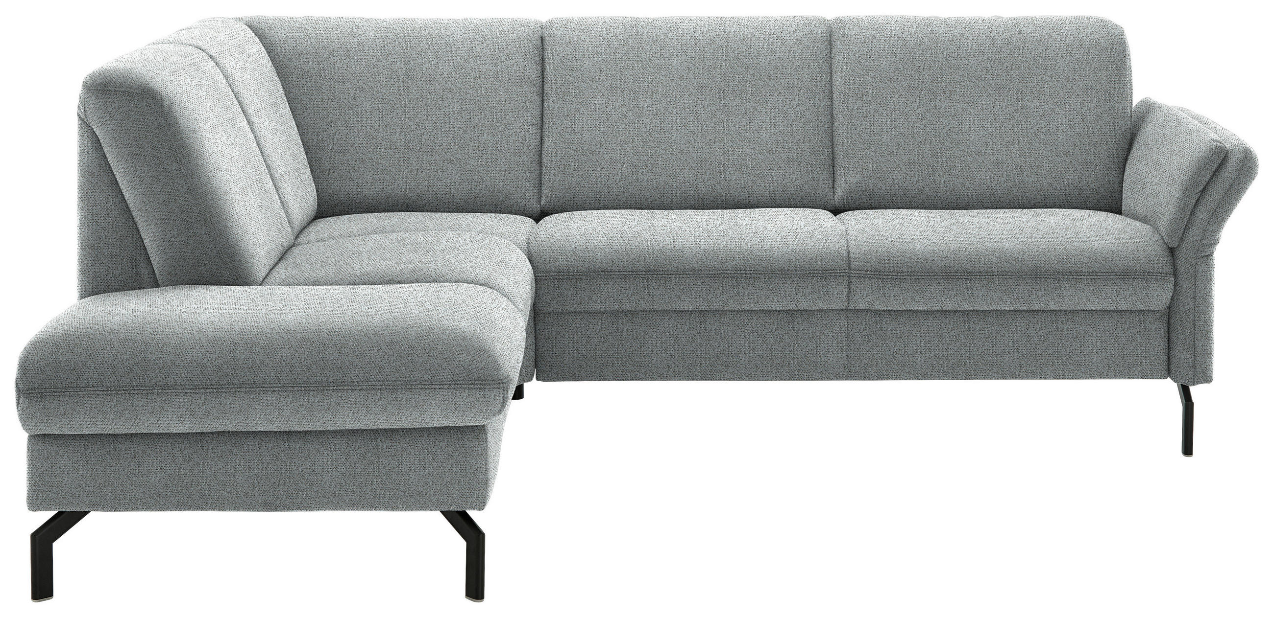 ECKSOFA in Flachgewebe Hellgrau  - Hellgrau/Schwarz, Konventionell, Textil/Metall (190/241cm) - Beldomo Comfort