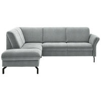 ECKSOFA in Flachgewebe Hellgrau  - Hellgrau/Schwarz, Konventionell, Textil/Metall (190/241cm) - Beldomo Comfort