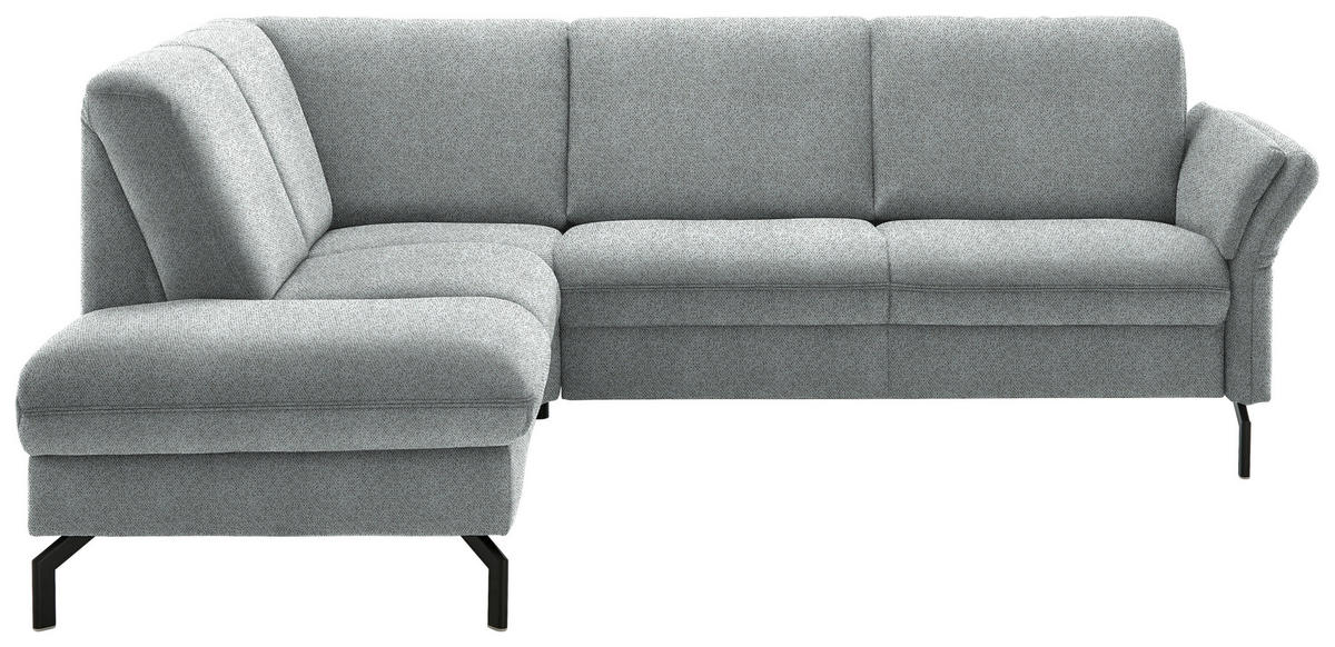 ECKSOFA in Flachgewebe Hellgrau  - Hellgrau/Schwarz, Konventionell, Textil/Metall (190/241cm) - Beldomo Comfort