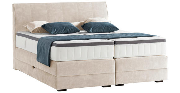 BOXSPRINGBETT 180/200 cm  in Greige  - Wengefarben/Greige, KONVENTIONELL, Holz/Textil (180/200cm) - Novel