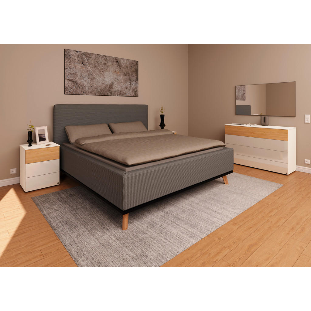 Thumbnail - Musterring Polsterbett, Grau, Textil, Birke, Buche,Esche, massiv, H2, Höhe ca. 20 cm, 180x200 cm, Reach, atmungsaktiv,Be...