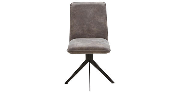 STUHL Lederlook Graubraun, Schwarz  - Graubraun/Schwarz, Design, Textil/Metall (46,5/87/64cm) - Voleo