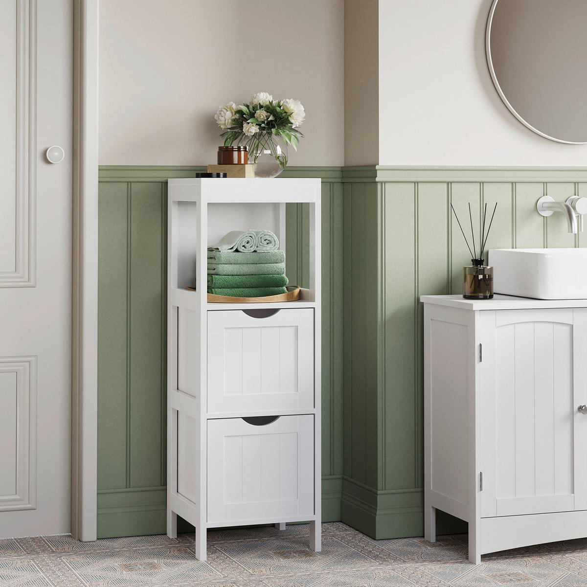 BADEZIMMERREGAL 30/89/30 cm  - Weiß, Trend, Holzwerkstoff (30/89/30cm) - MID.YOU