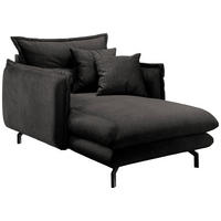 XXL-SESSEL in Velours Anthrazit  - Anthrazit/Schwarz, Modern, Textil/Metall (111/101/167cm) - Livetastic
