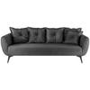 3-SITZER-SOFA Lederlook Schwarz  - Schwarz, MODERN, Textil/Metall (236/94/103cm) - Livetastic