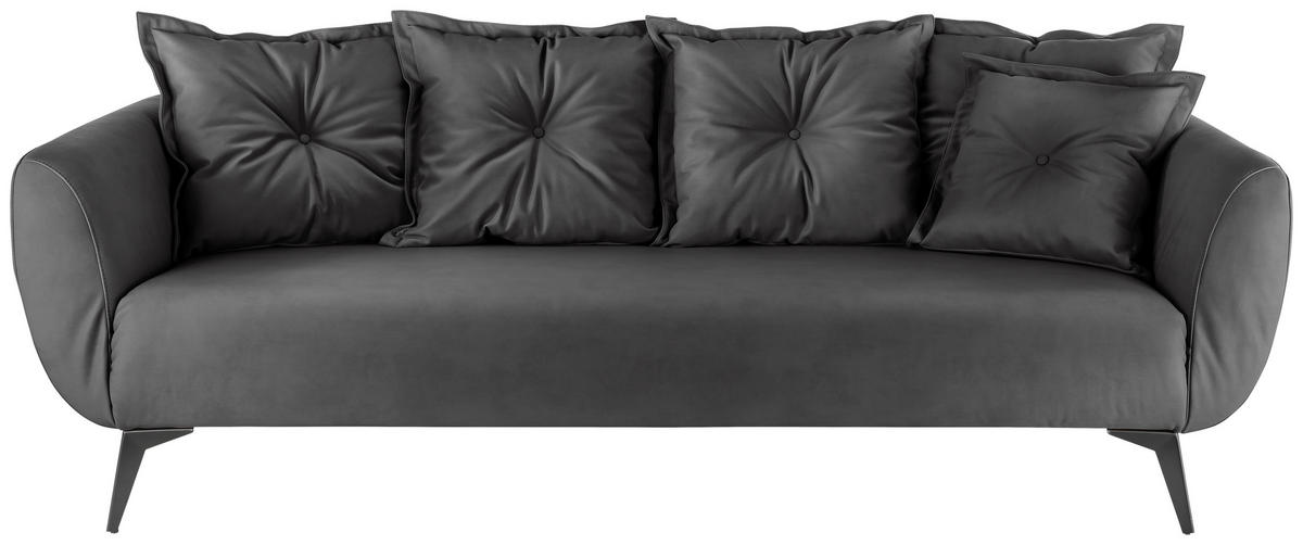 3-SITZER-SOFA Lederlook Schwarz  - Schwarz, MODERN, Textil/Metall (236/94/103cm) - Livetastic