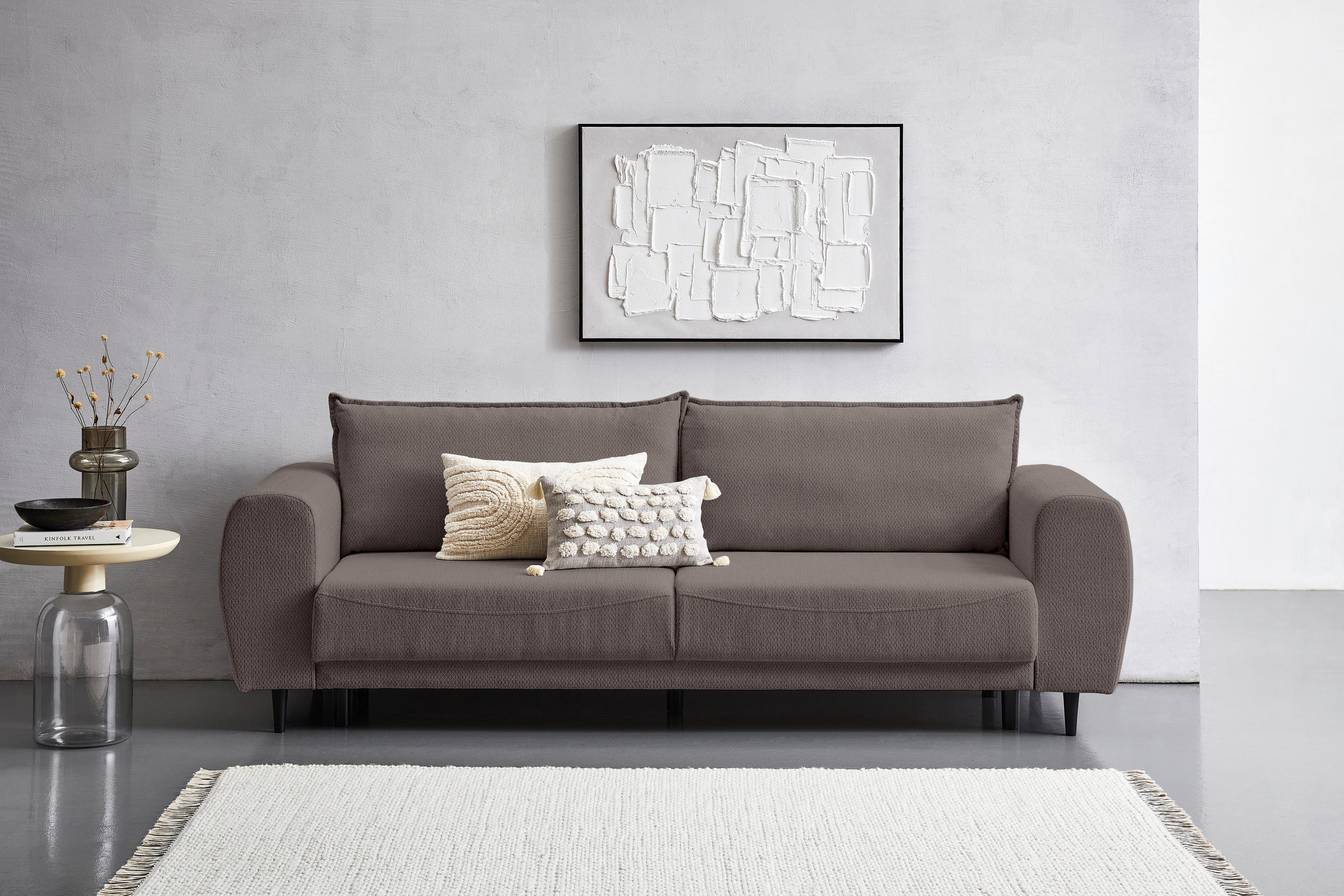 SCHLAFSOFA in Chenille Braun  - Schwarz/Braun, Konventionell, Holz/Textil (245/85/92cm) - Livetastic