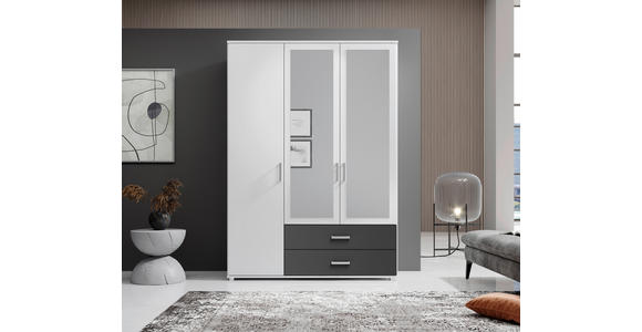 KLEIDERSCHRANK in Graphitfarben, Weiß - Alufarben/Graphitfarben, KONVENTIONELL, Glas/Holzwerkstoff (125/190/51cm) - Carryhome