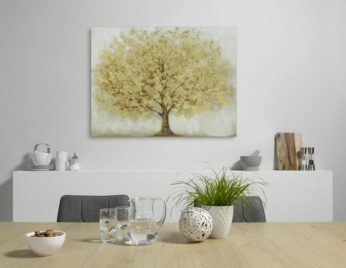 KEILRAHMENBILD 120/90 cm  - Goldfarben/Braun, Basics, Holz/Textil (120/90cm) - Monee