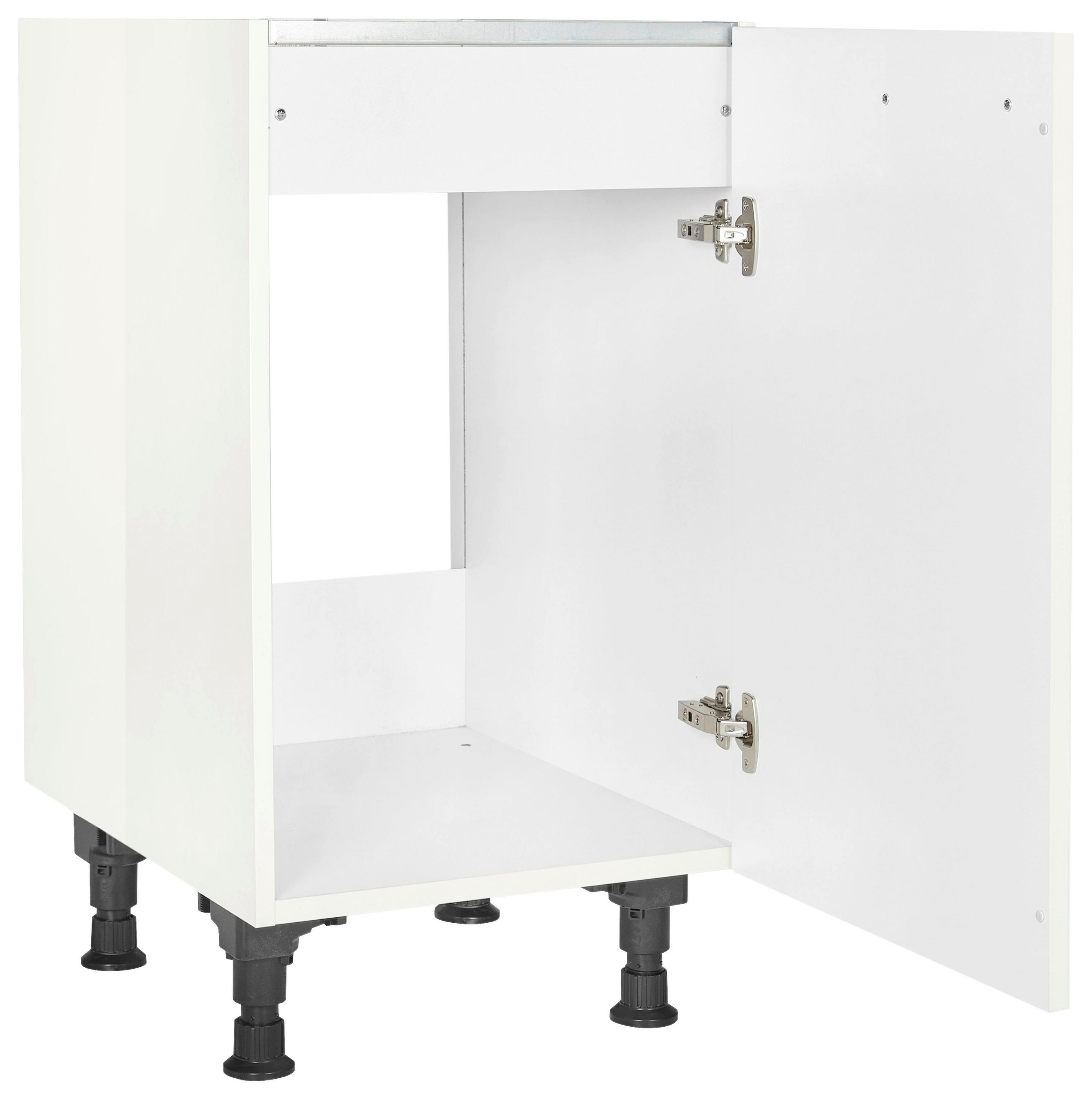 SPÜLENUNTERSCHRANK 45/87/56 cm in Weiß Hochglanz - Edelstahlfarben/Weiß Hochglanz, MODERN, Holzwerkstoff/Metall (45/87/56cm) - Nobilia