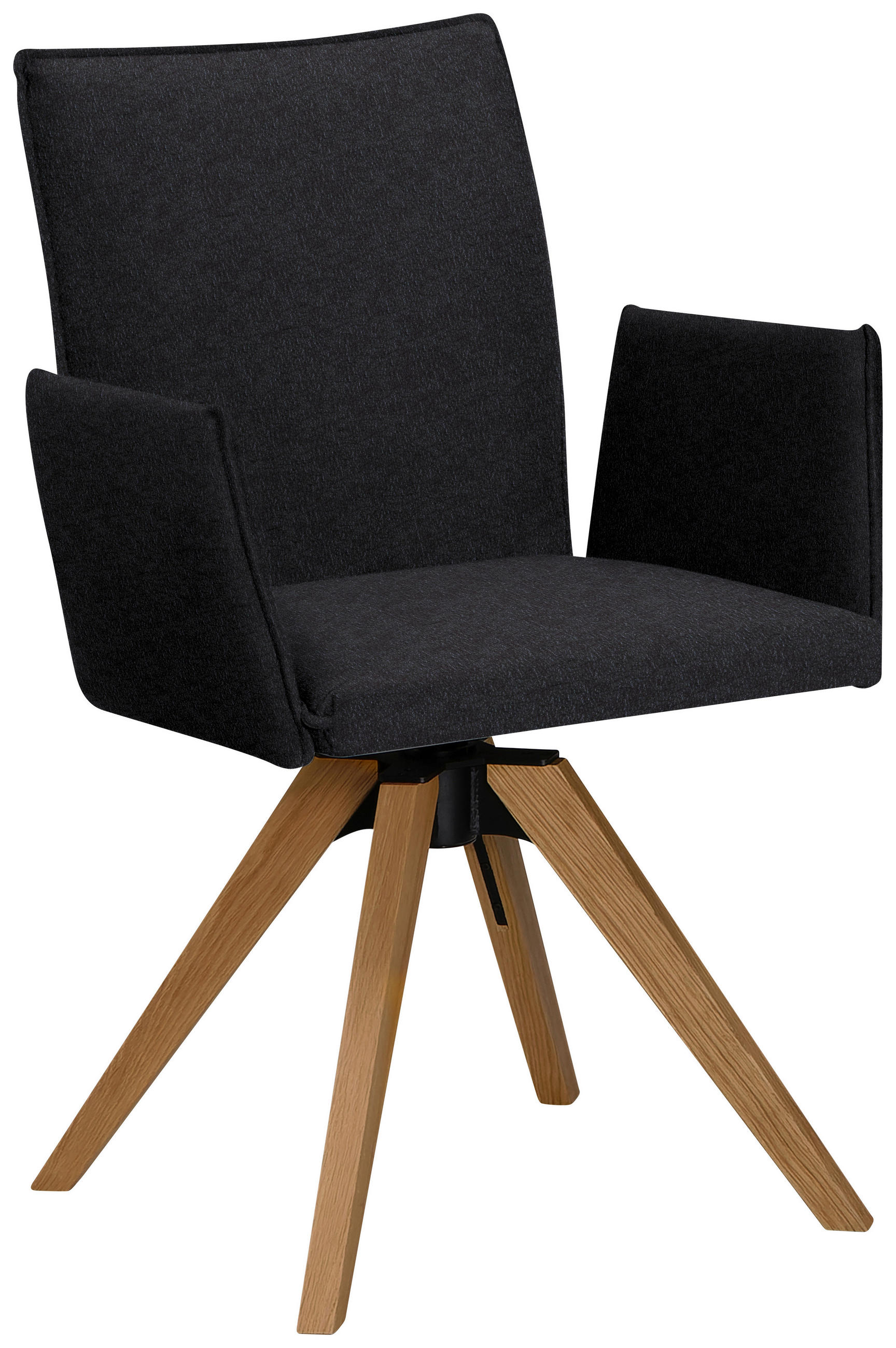 ARMLEHNSTUHL in Holz, Textil Schwarz, Eichefarben  - Eichefarben/Schwarz, KONVENTIONELL, Holz/Textil (64/91/61cm) - Moderano