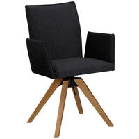 ARMLEHNSTUHL  in Lederlook  - Eichefarben/Schwarz, Konventionell, Holz/Textil (64/91/61cm) - Moderano