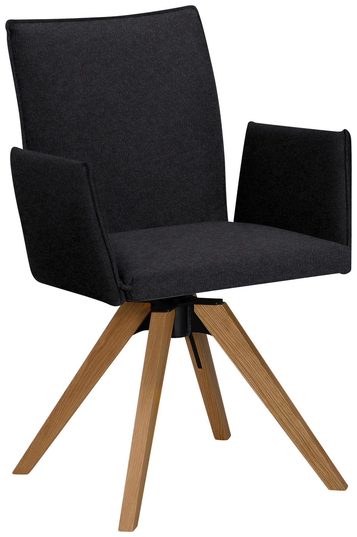ARMLEHNSTUHL  in Lederlook  - Eichefarben/Schwarz, Konventionell, Holz/Textil (64/91/61cm) - Moderano