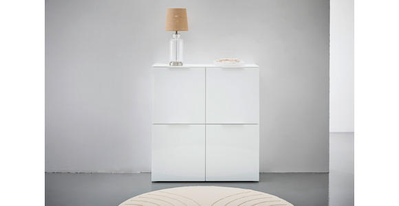 HIGHBOARD  in 110/117/40 cm  - Alufarben/Weiß, Design, Glas/Holzwerkstoff (110/117/40cm) - Voleo