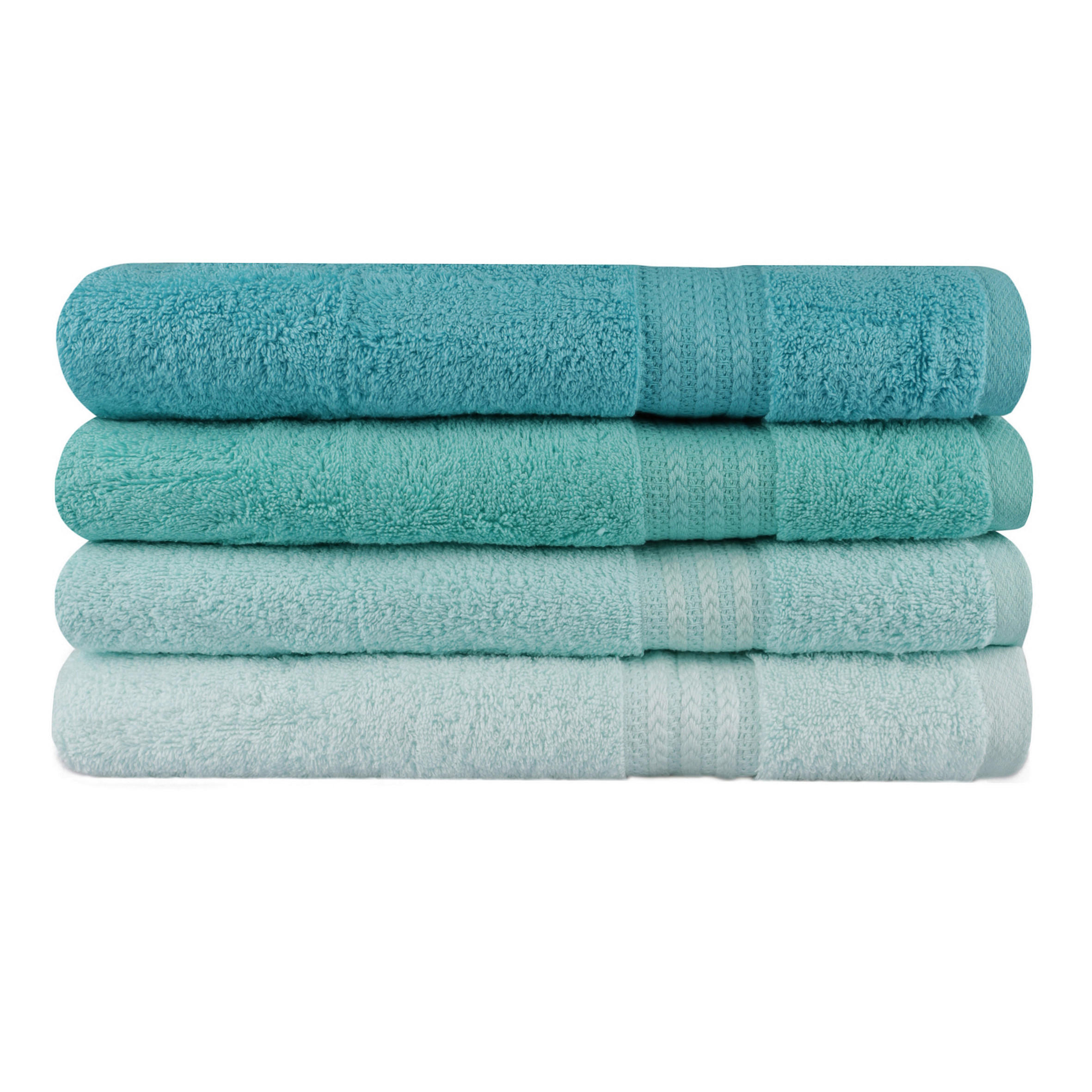 DUSCHTUCHSET Grün, Hellgrün, Mintgrün 4-teilig  - Hellgrün/Mintgrün, Basics, Textil (70/140cm)