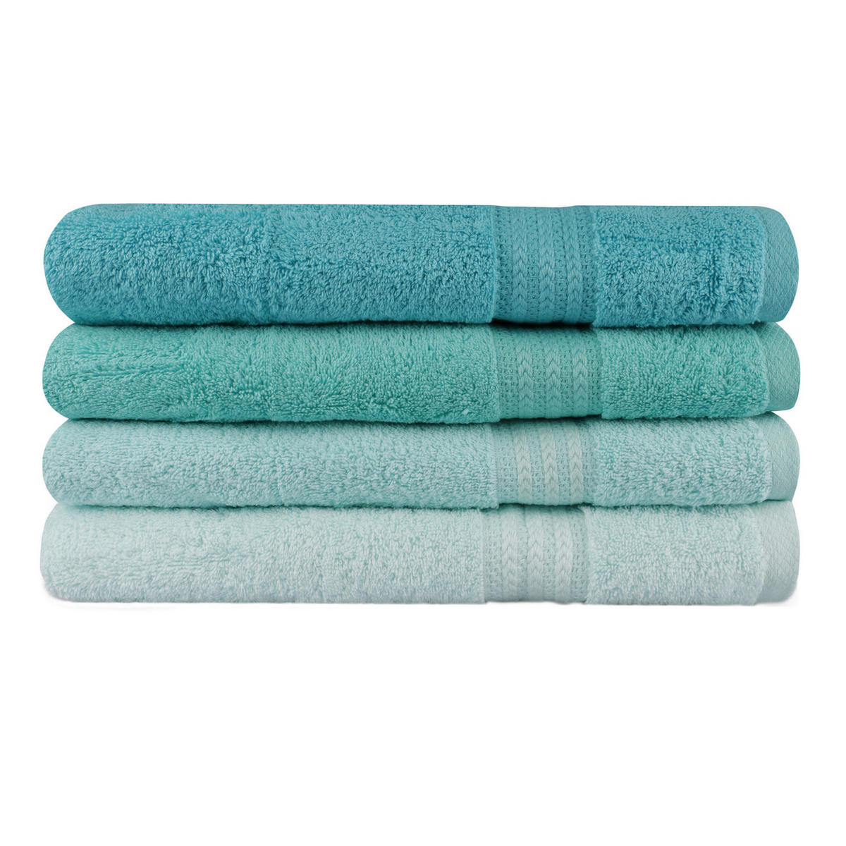 DUSCHTUCHSET Grün, Hellgrün, Mintgrün 4-teilig  - Hellgrün/Mintgrün, Basics, Textil (70/140cm)
