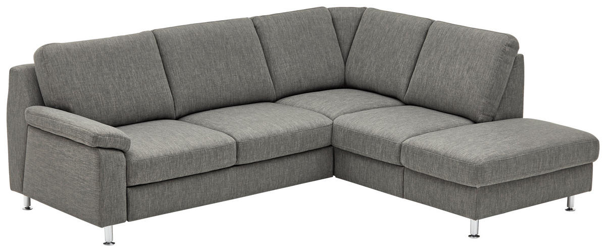 ECKSOFA in Webstoff Dunkelgrau  - Dunkelgrau/Alufarben, Konventionell, Textil/Metall (241/200cm) - Beldomo System