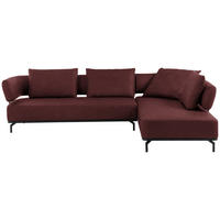 ECKSOFA in Echtleder Bordeaux  - Bordeaux/Schwarz, Design, Leder/Metall (302/237cm) - Dieter Knoll