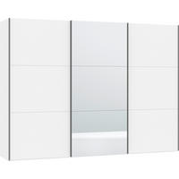 SCHWEBETÜRENSCHRANK 303/220/65 cm 3-türig Weiß  - Silberfarben/Weiß, Design, Glas/Holzwerkstoff (303/220/65cm) - Jutzler