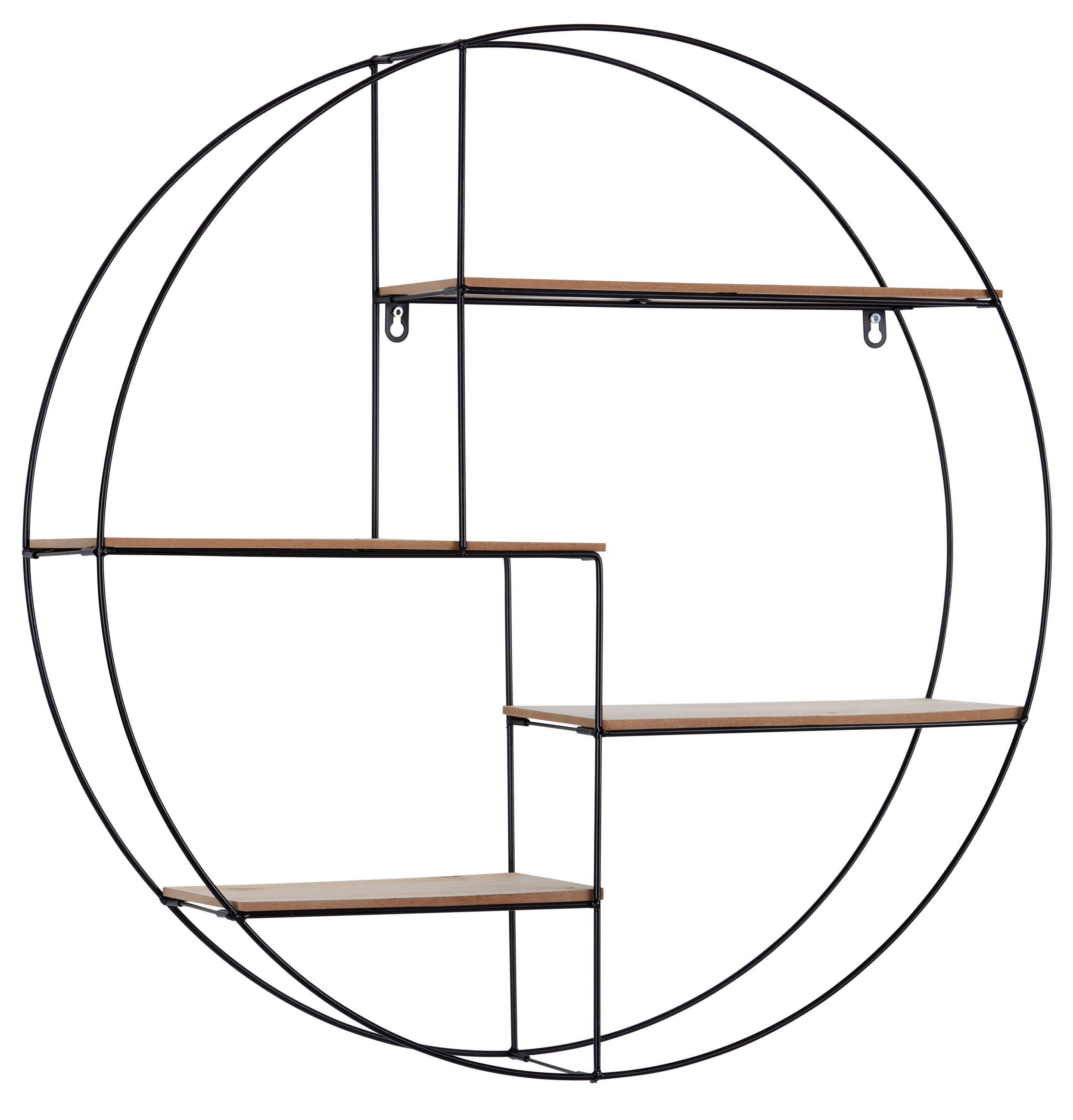 Wandregal Rom B: 70 Cm Schwarz Metall/holzdekor 4 Fächer