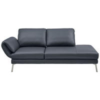 RÉCAMIERE in Echtleder Dunkelblau, Blaugrau  - Chromfarben/Blaugrau, Design, Leder/Metall (209/85-109/95-16cm) - Dieter Knoll