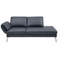 RÉCAMIERE in Echtleder Dunkelblau, Blaugrau  - Chromfarben/Blaugrau, Design, Leder/Metall (209/85-109/95-16cm) - Dieter Knoll