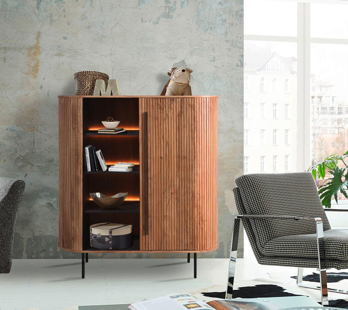 HIGHBOARD  in 118/135/40 cm  - Grau, KONVENTIONELL, Holz/Metall (118/135/40cm) - Livetastic