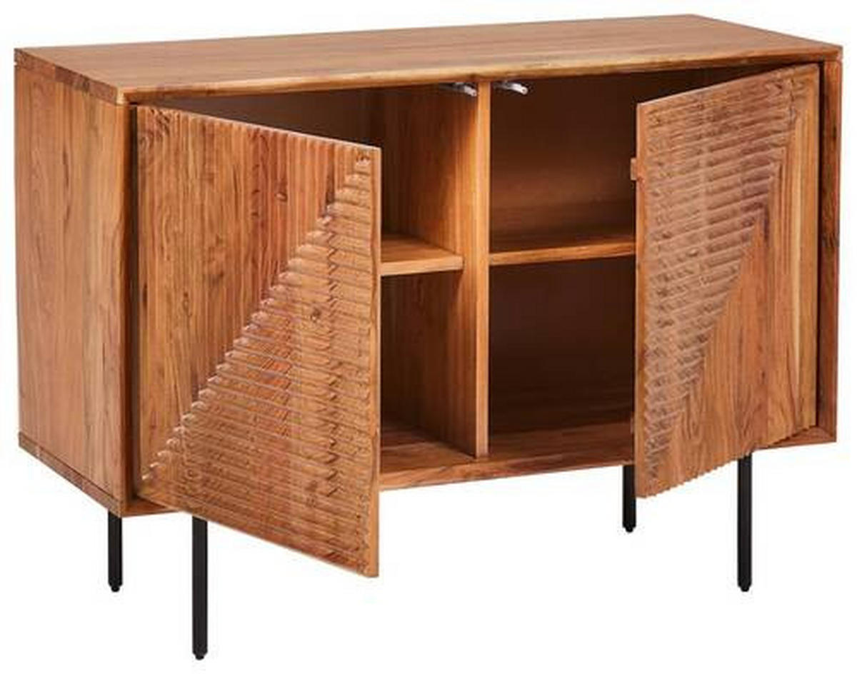 SIDEBOARD  in 100/71/39 cm  - Schwarz/Naturfarben, Design, Holz/Metall (100/71/39cm) - Livetastic