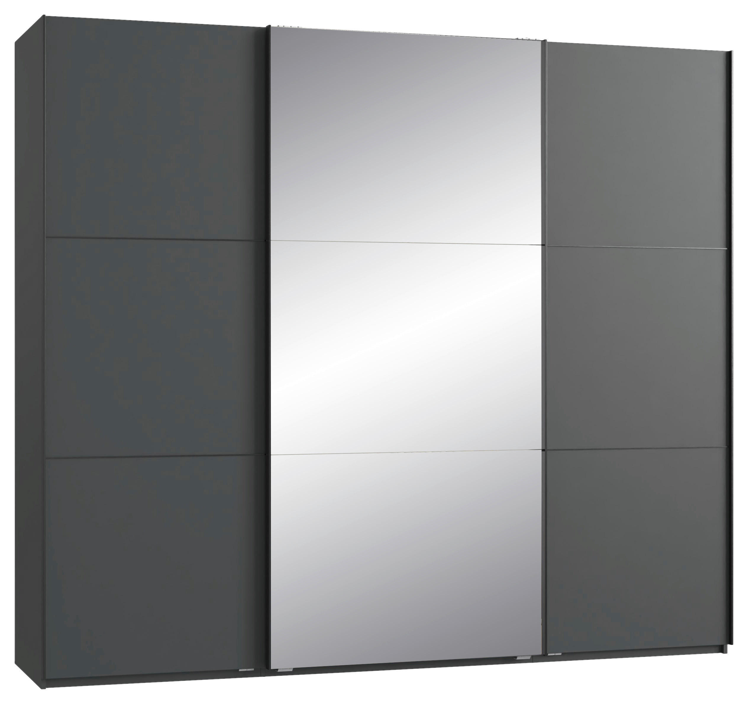 SCHWEBETÜRENSCHRANK 250/216/65 cm 3-türig Graphitfarben, Schwarz  - Schwarz/Graphitfarben, KONVENTIONELL, Glas/Holzwerkstoff (250/216/65cm) - Stylife