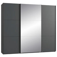 SCHWEBETÜRENSCHRANK 250/216/65 cm 3-türig Graphitfarben, Schwarz  - Schwarz/Graphitfarben, KONVENTIONELL, Glas/Holzwerkstoff (250/216/65cm) - Stylife