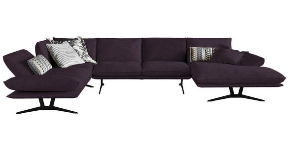 WOHNLANDSCHAFT in Echtleder Violett  - Violett/Schwarz, Natur, Leder/Metall (222/364/159cm) - Dieter Knoll