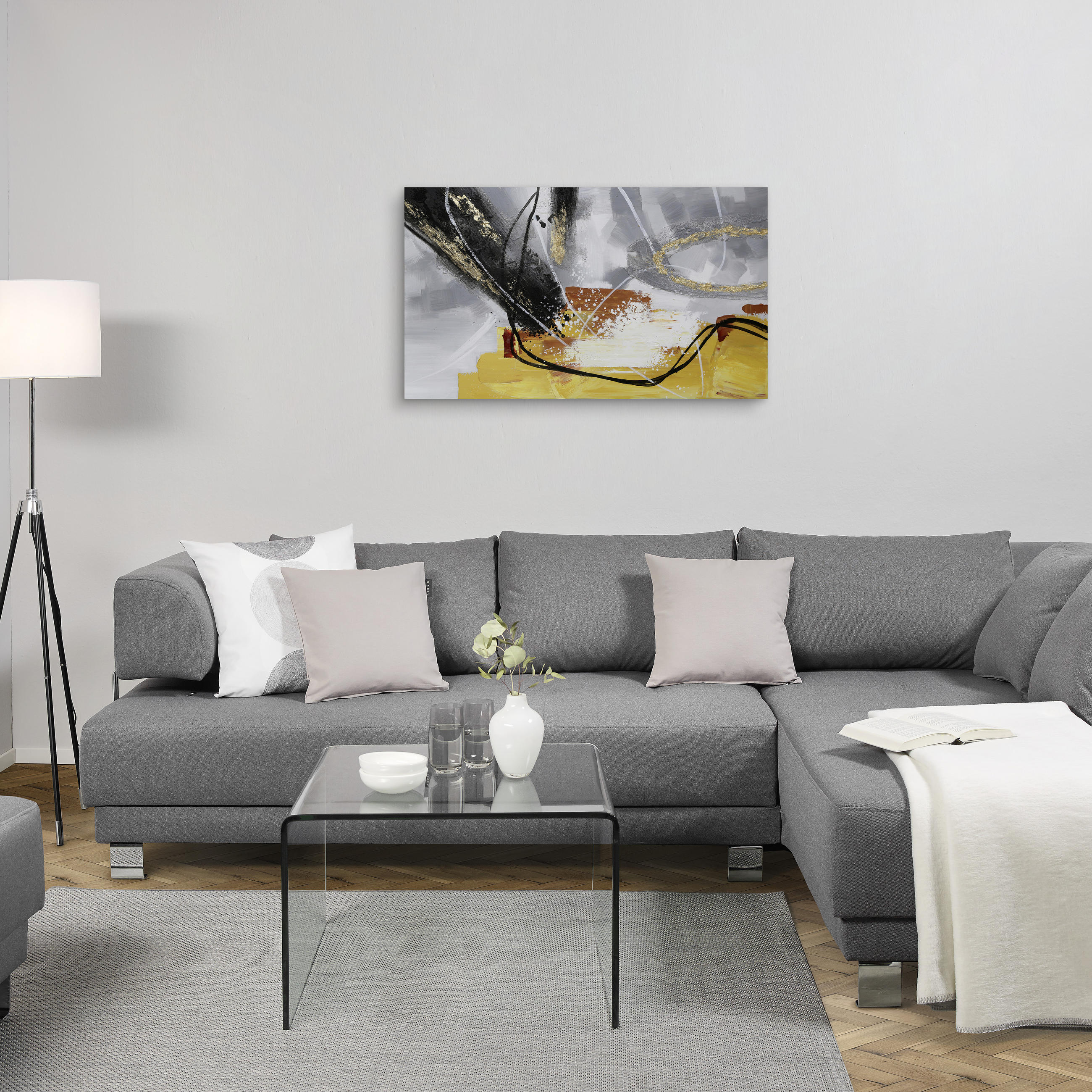 ULJANA SLIKA  120/70 cm       - siva/bela, Dizajnerski, drvo/tekstil (120/70cm) - Monee