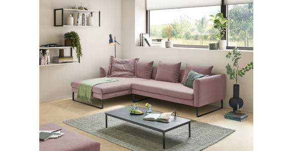 ECKSOFA in Feincord Altrosa  - Schwarz/Altrosa, KONVENTIONELL, Textil/Metall (178/284cm) - Hom`in