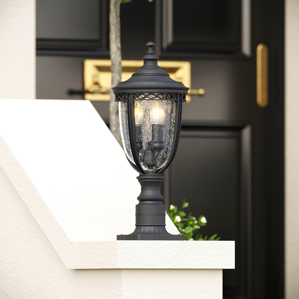 SOCKELLEUCHTE - Schwarz, Basics, Glas/Metall (21.6/55.3cm) - Elstead Lighting