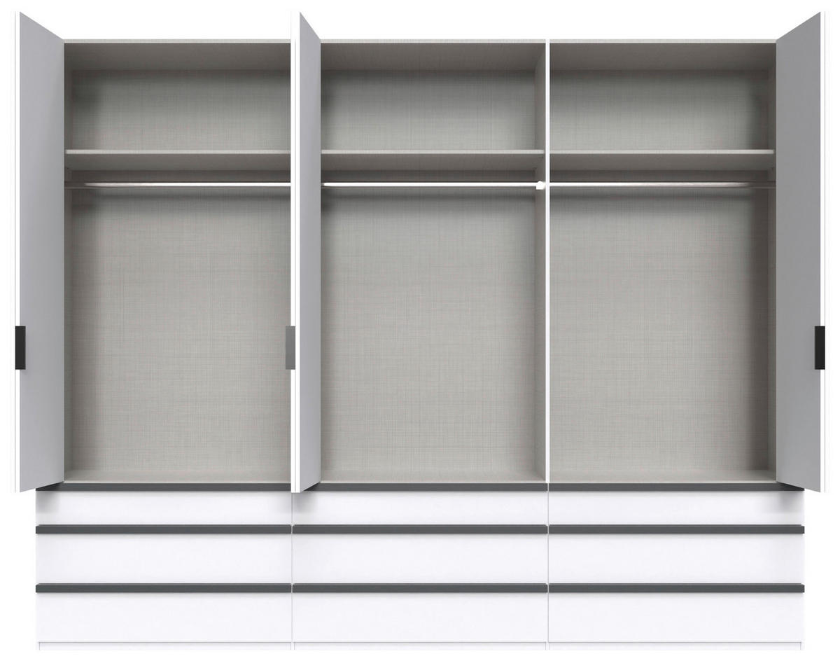 FALTTÜRENSCHRANK 300/216/58 cm 3-türig Weiß  - Schwarz/Weiß, Design, Holzwerkstoff (300/216/58cm) - Boxxx