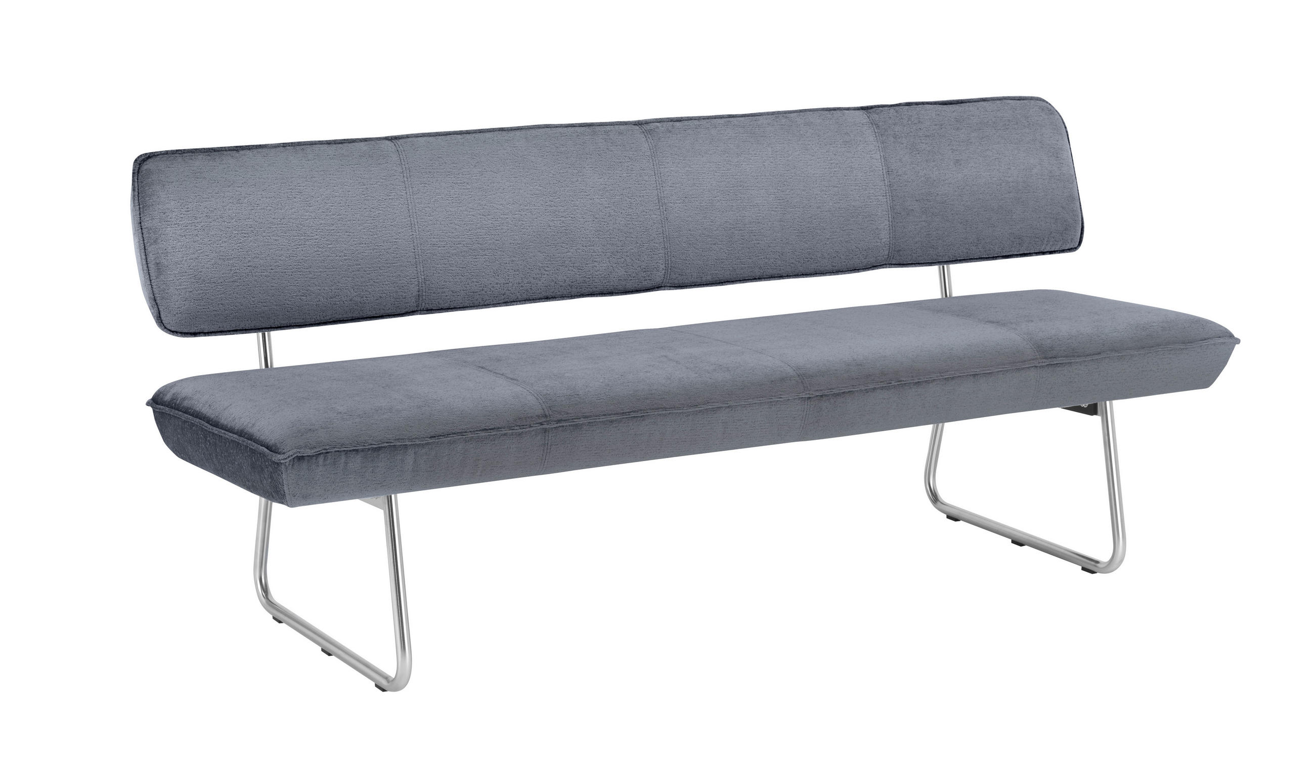 SITZBANK 200/87/67 cm  in Grau, Edelstahlfarben  - Edelstahlfarben/Grau, Design, Textil/Metall (200/87/67cm) - Venjakob