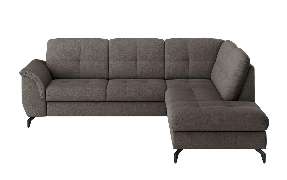 ECKSOFA ZORA E Graphitfarben Flachgewebe  - Schwarz/Graphitfarben, MODERN, Textil/Metall (244/212cm) - Sit & More