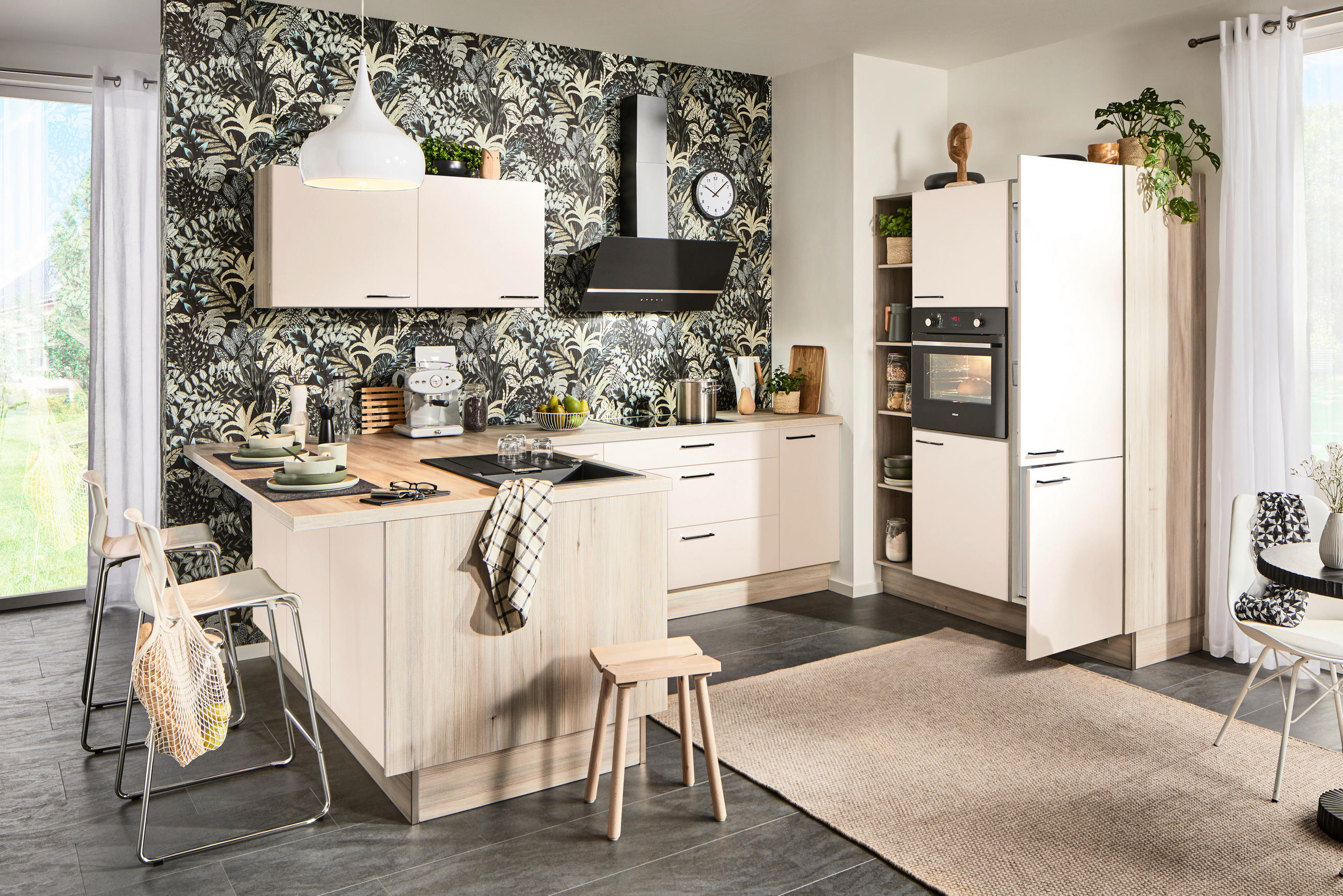 ECKKÜCHE  in Hellbraun, Magnolie  - Hellbraun/Magnolie, Design, Holzwerkstoff/Metall (192/280/150cm) - Xora