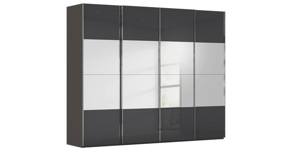 SCHWEBETÜRENSCHRANK  in Graphitfarben, Schwarz  - Chromfarben/Graphitfarben, Design, Glas/Holzwerkstoff (271/235/68cm) - Novel