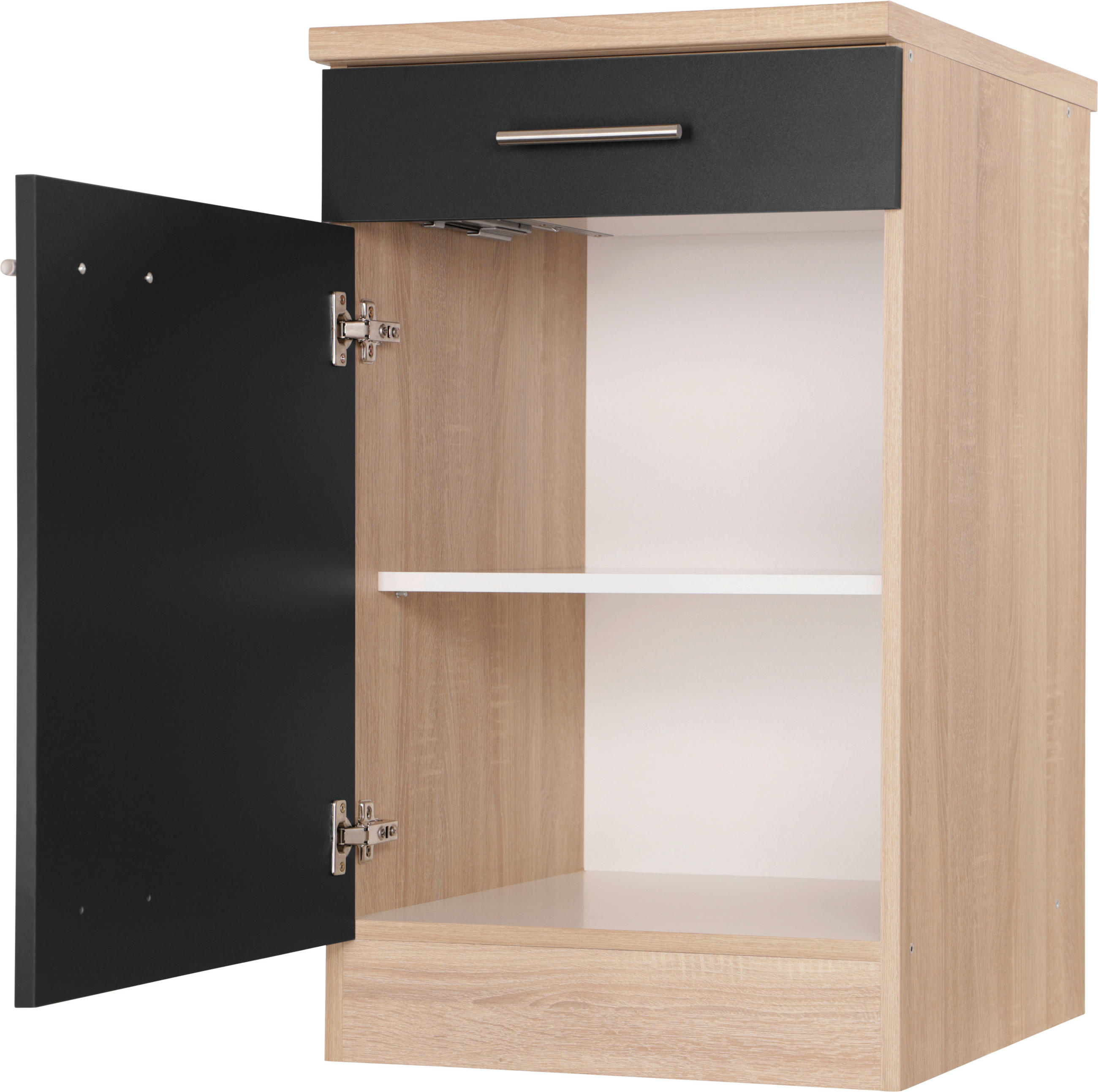 BÄNKSKÅP 50/84,8/60 cm  i svart, ekfärgad  - silver/svart, Basics, metall/trämaterial (50/84,8/60cm) - Respekta