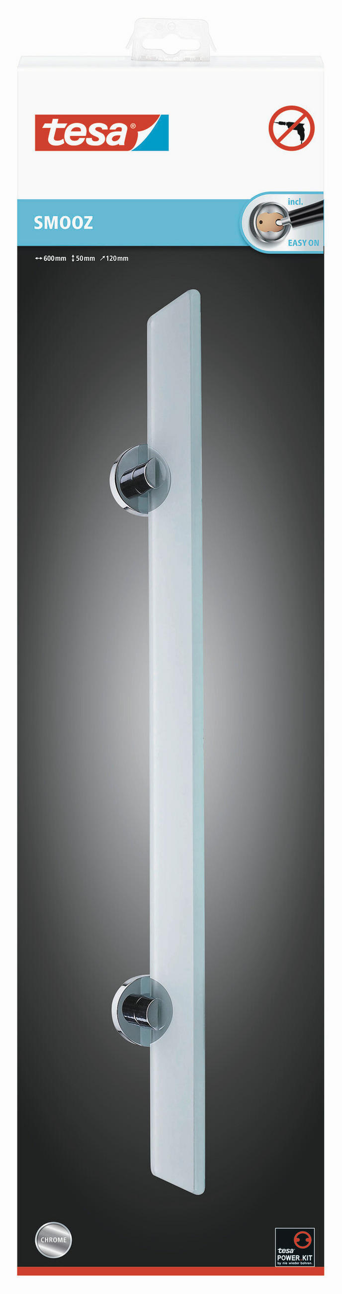 GLASABLAGE SMOOZ Metall, Glas Weiß, Chromfarben  - Chromfarben/Weiß, Basics, Glas/Metall (60/5/12cm) - Tesa