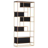 REGAL  87/200/35 cm Schwarz, Goldfarben  - Goldfarben/Schwarz, Design, Holz/Metall (87/200/35cm) - Lomoco