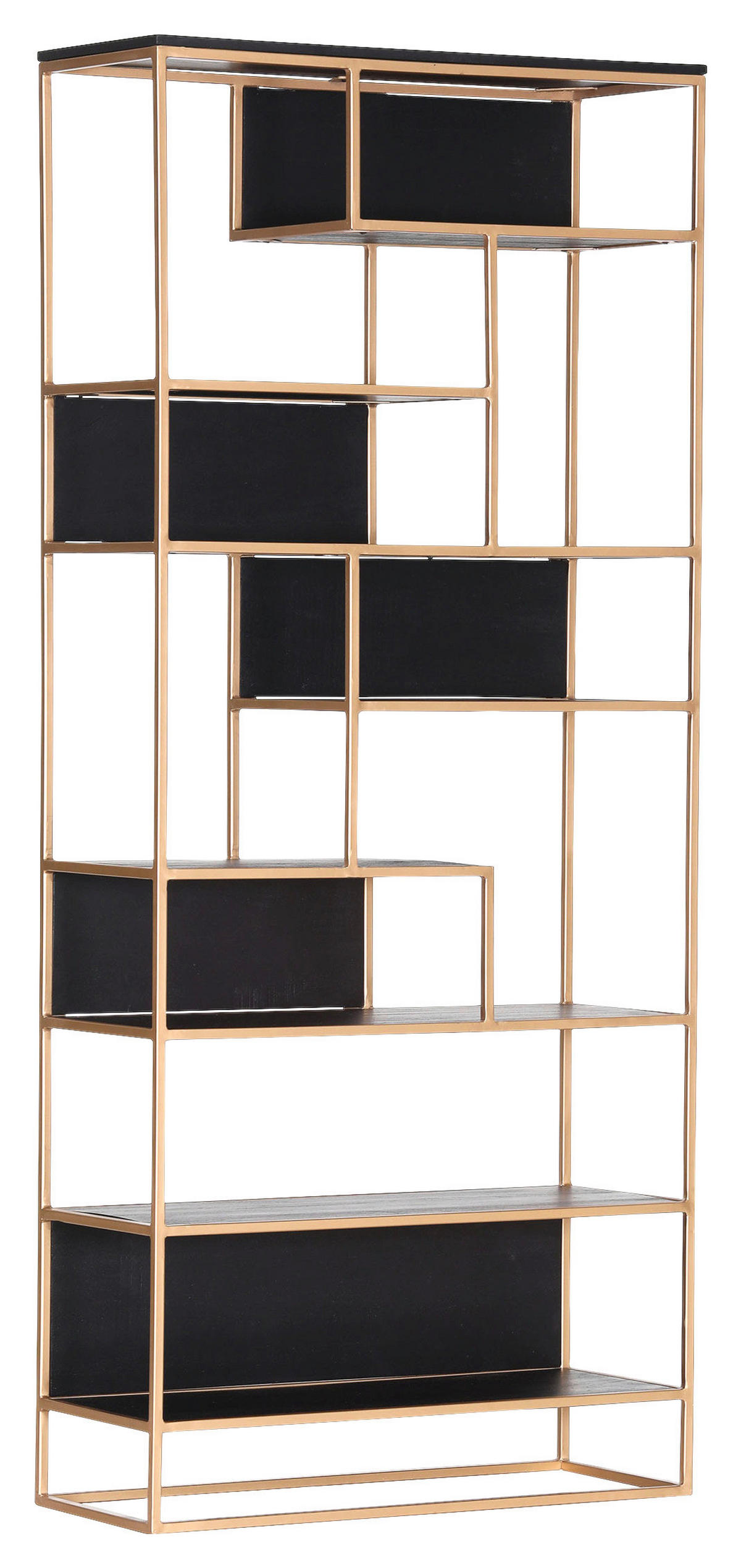 REGAL  87/200/35 cm Schwarz, Goldfarben  - Goldfarben/Schwarz, Design, Holz/Metall (87/200/35cm) - Lomoco