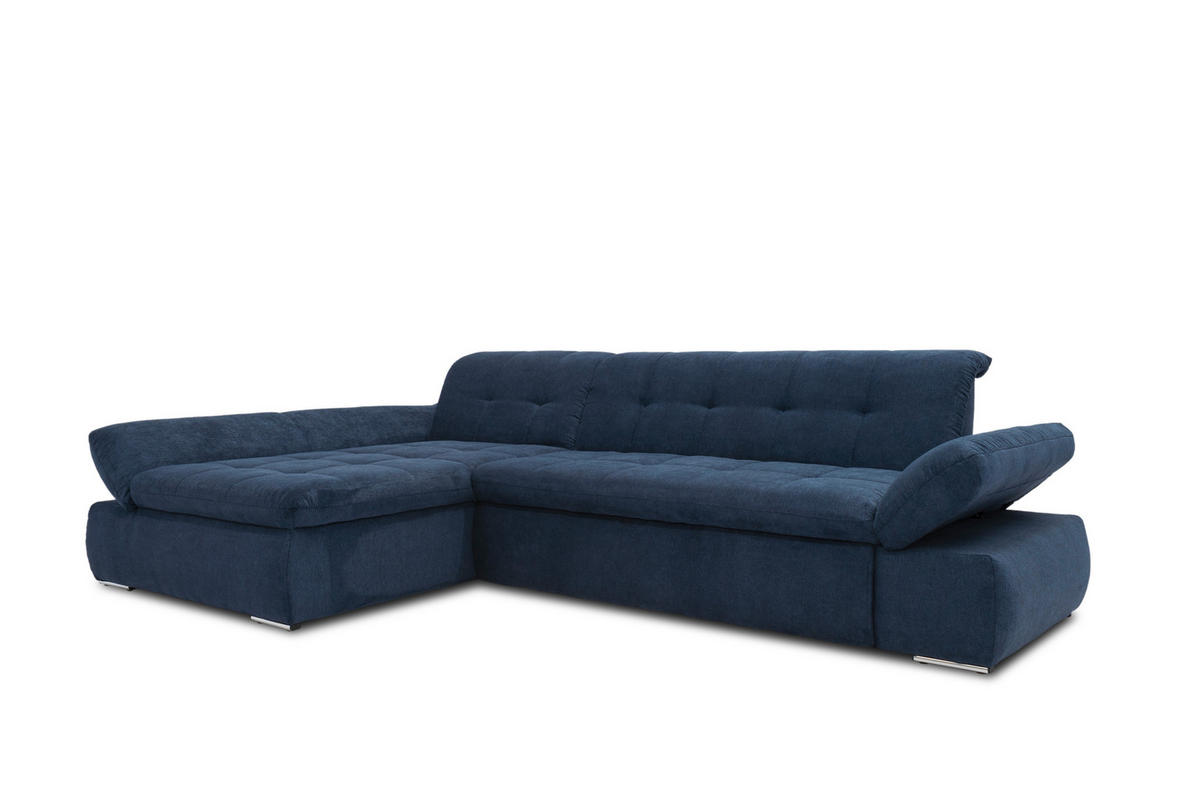 ECKSOFA Dunkelblau Mikrofaser  - Chromfarben/Dunkelblau, KONVENTIONELL, Textil/Metall (172/300cm) - MID.YOU