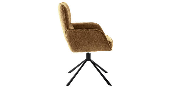 ARMLEHNSTUHL  in Stahl Webstoff  - Currygelb/Schwarz, Design, Textil/Metall (62/92/65cm) - Novel