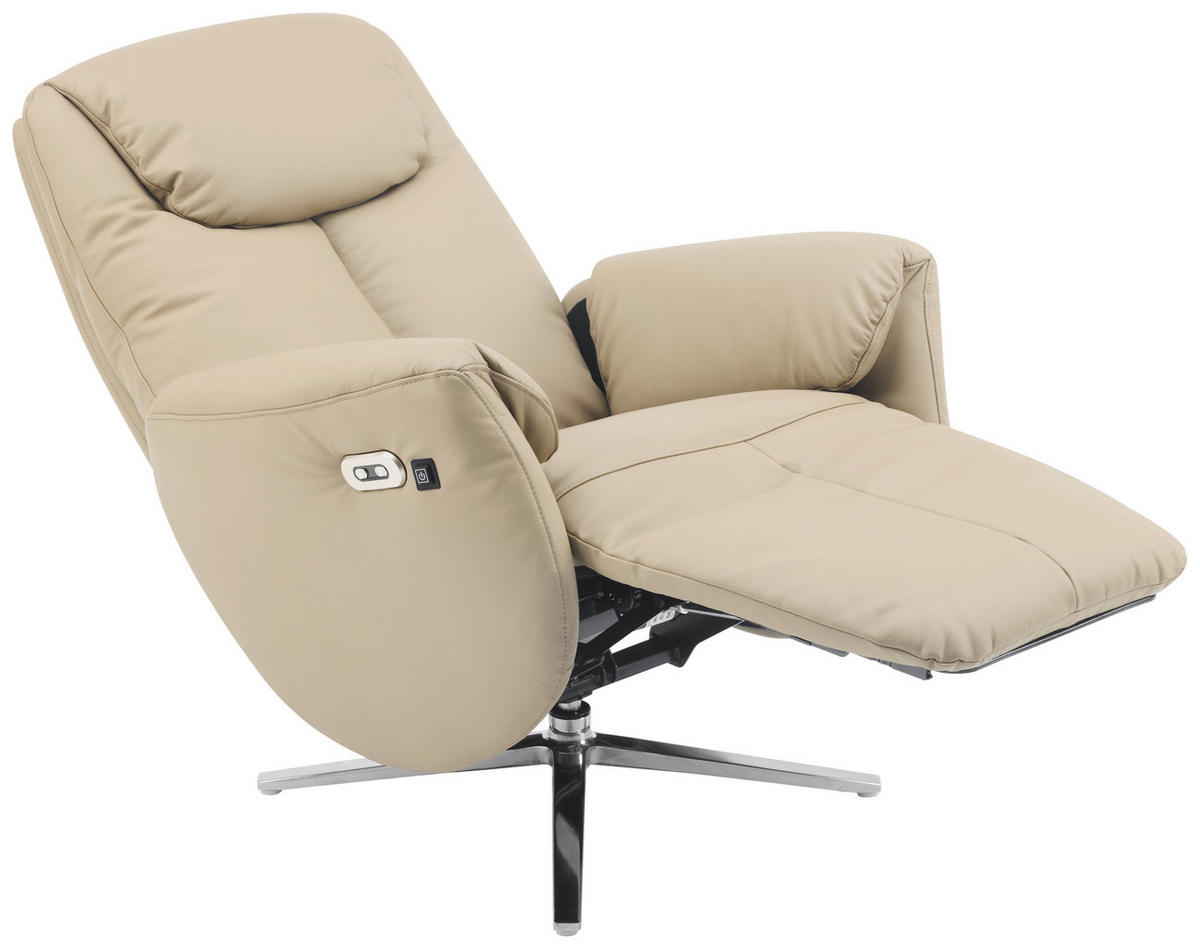 MASSAGESESSEL Echtleder Lederlook Taupe    - Taupe/Chromfarben, Design, Leder/Textil (79/110/85cm) - Livetastic