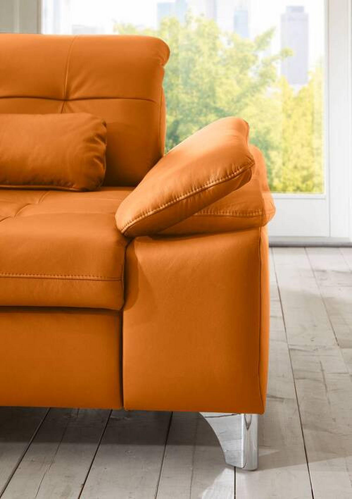ECKSOFA in Echtleder Orange  - Orange, Basics, Leder/Metall (211/309cm) - Beldomo Speed